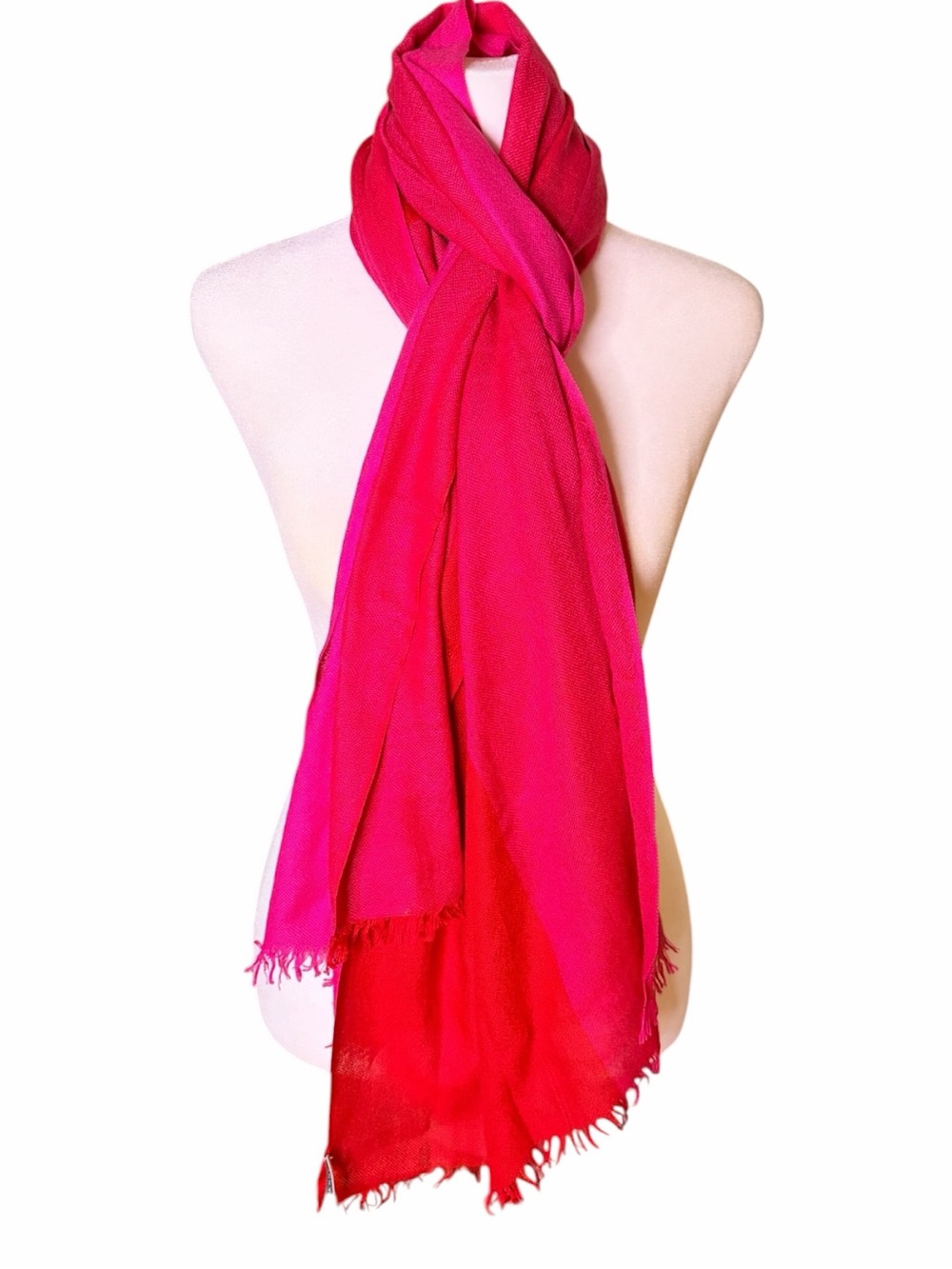 Ann Taylor Hot Pink and Red Lightweight Scarf